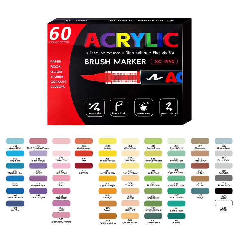 Acrylic Paint Markers Manufacturer - Non-Toxic Liquid with Bright Colors 12/24/36/48/60/72/120 Colors Set