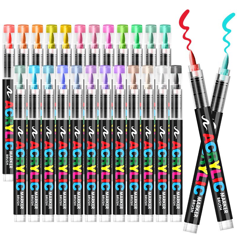 Art Markers Set Manufacturer - Non Toxic Liquid Ink High-Coverage Vibrant 100 Colors Waterproof Acrylic Soft Brush Tips