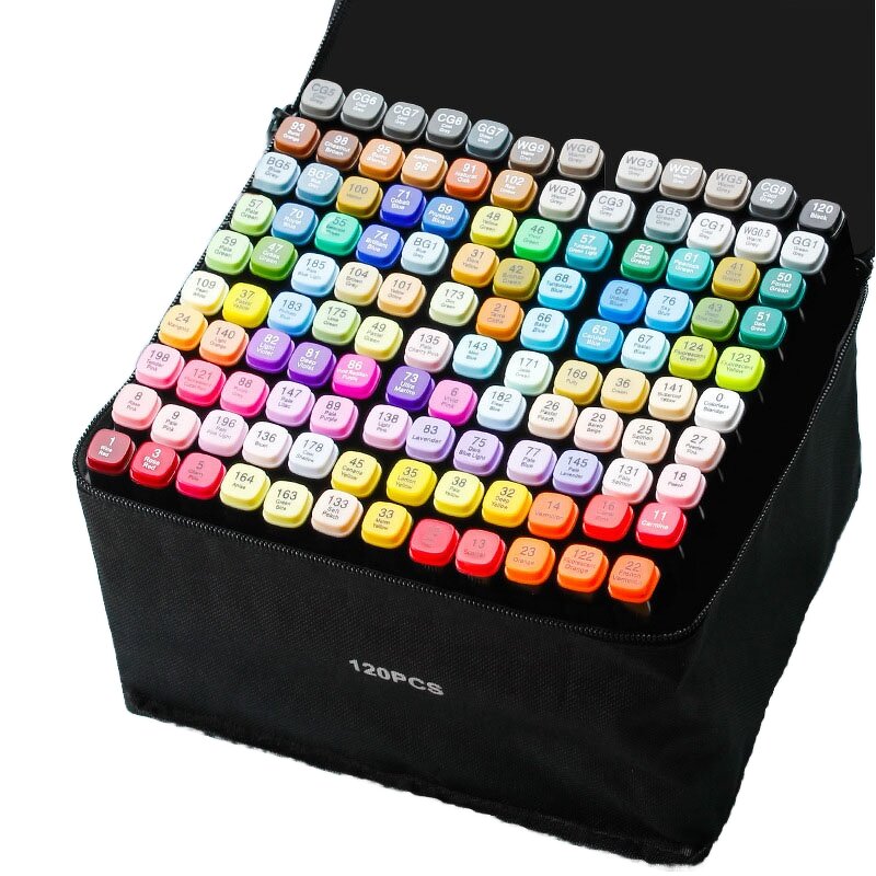 Permanent Markers Manufacturer - Multi-Color with Dual Brush and Chisel Tips Alcoholic Sketching for Paper Writing