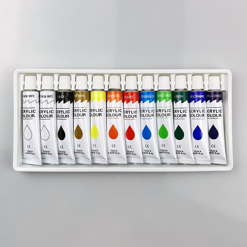 Acrylic Paint Artist Gift Set Manufacturer - Customizable 12ml Professional Non-Toxic Certified Safe 12 Colors Educational
