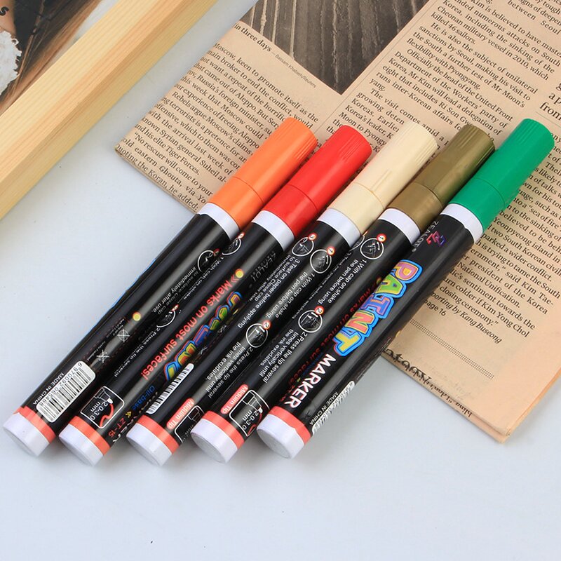 Paint Markers Manufacturer - Fast-Drying Waterproof Permanent for Car Wash Rock Glass with 6mm Flat Brush