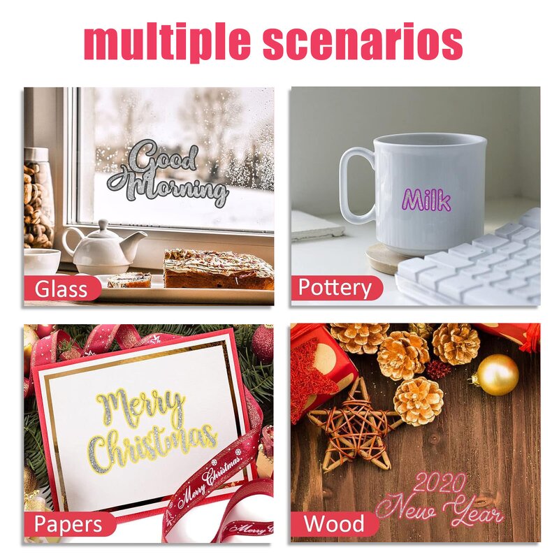 Glitter Marker Pens Manufacturer - 12 Colors Self-Shimmer Metallic DIY Crafts Greeting Birthday Cards Set Non-Toxic