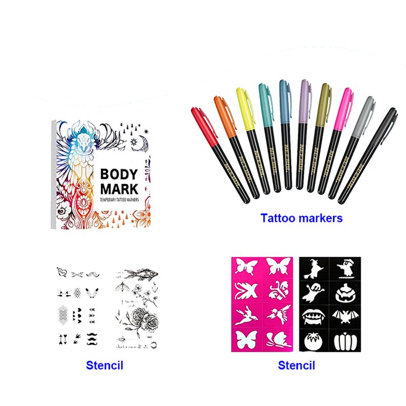 Body Mark Pens Manufacturer - Medical Grade 12-Color Non-Toxic Temporary TattooMarkers for Skin Sterile Set