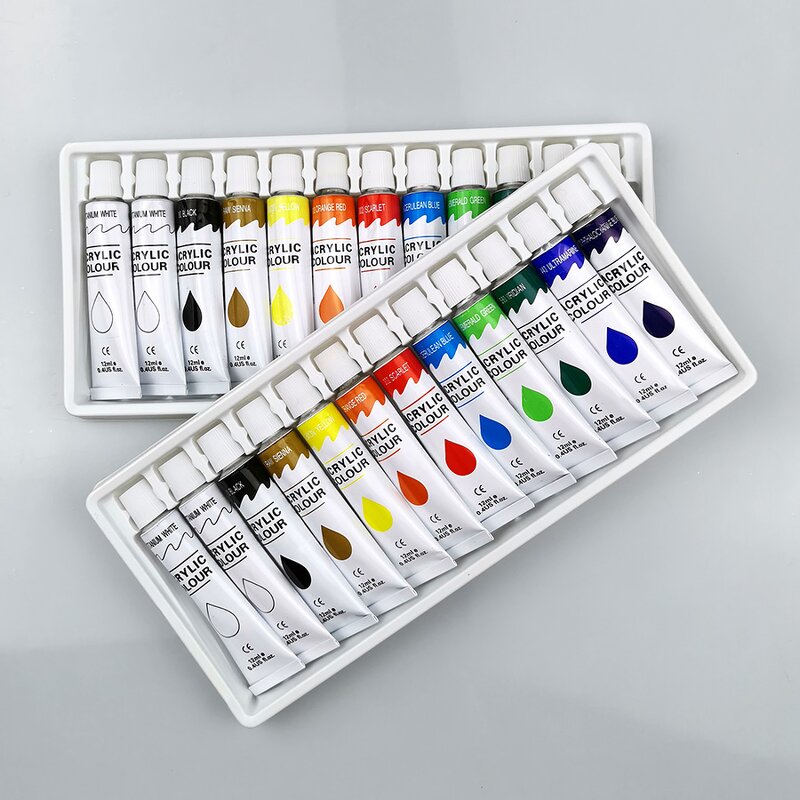 Acrylic Paint Artist Gift Set Manufacturer - Customizable 12ml Professional Non-Toxic Certified Safe 12 Colors Educational