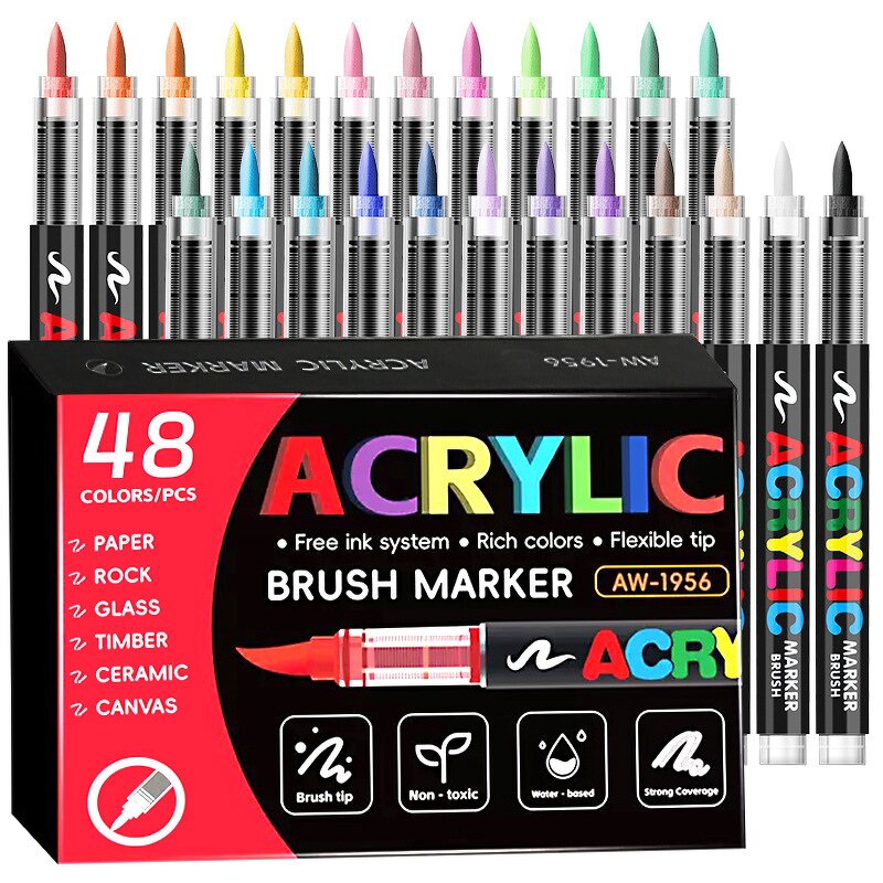 Acrylic Art Markers Manufacturer - OEM Custom Soft Real Brush Tips 120 Colors Non-Bleeding Waterproof Permanent