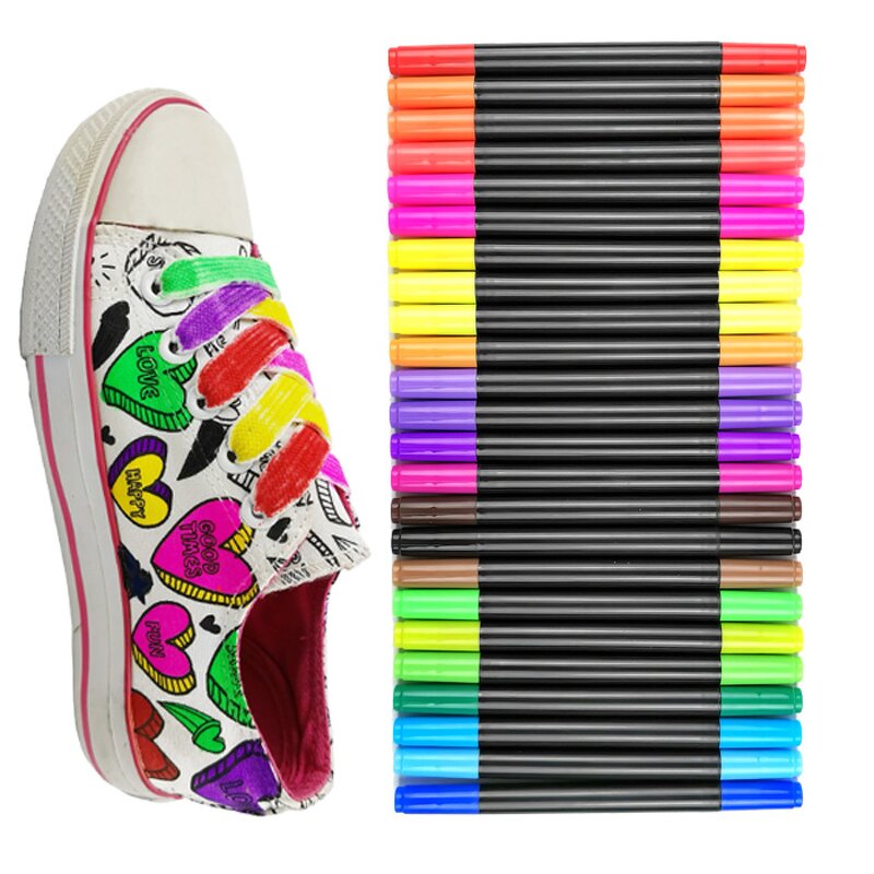 Fabric Markers Set Manufacturer - Dual Tips 24 Colors Chisel & Bullet Tips Waterproof Permanent