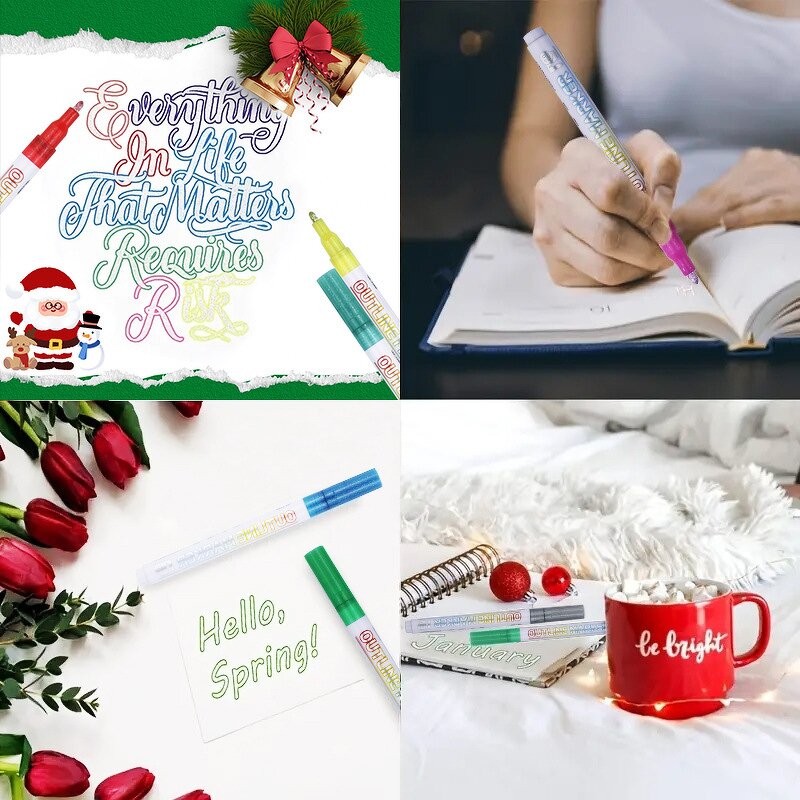 Outline Markers Manufacturer - Non-toxic Kids Doodling on Rock Fabric Canvas 24colors Glitter Colors