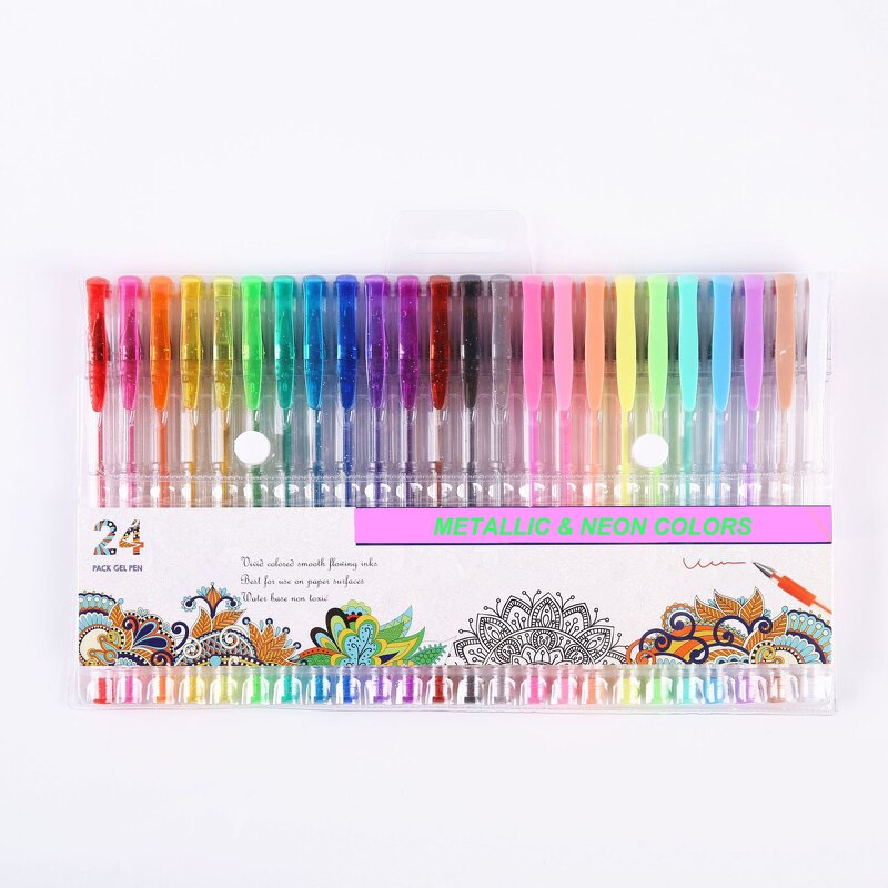 Gel Pen Set Manufacturer - Promotional Art Drawing Multi-Function Card Design 36/48/60G Glitter Ink Gel Pens