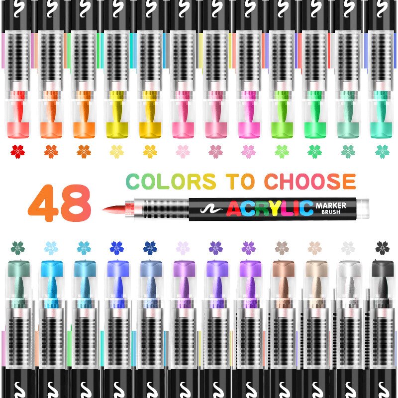 Acrylic Paint Pens Markers Set Manufacturer - 36-Color Art Markers with Multi-Function Brushes