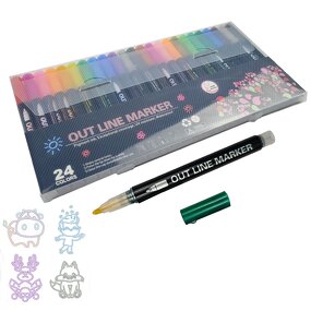 Glitter Art Markers Manufacturer - Craft Drawing Set 12 Colors Non-Toxic Double Colors Outline Markers
