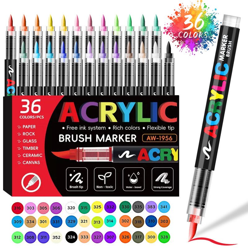 Paint Markers Manufacturer - Multi-Function DIY Custom Logo 48 Colors Artist Liquid Acrylic Rock Fabric Glass Pens