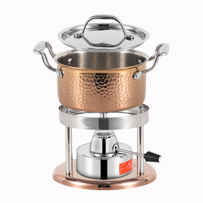 Alcohol Stove Set Manufacturer - Hotel Stainless Steel Food Heater Rose Gold Hot Pot With Lid Heating Stove