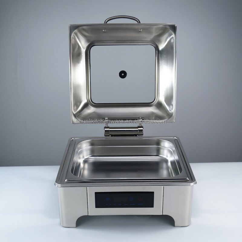 Electric Chafing Dish Manufacturer - Luxury 6L Stainless Steel Simple Square Buffet Stove for Party Hotel