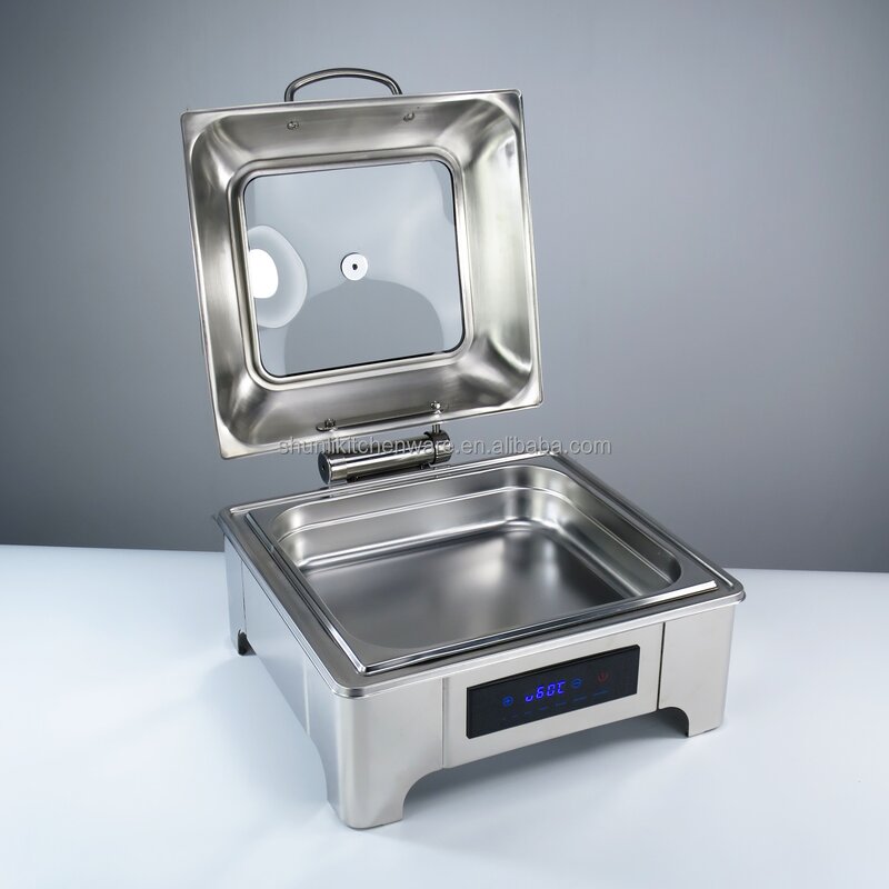 Electric Chafing Dish Manufacturer - Luxury 6L Stainless Steel Simple Square Buffet Stove for Party Hotel