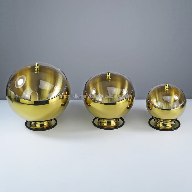 Serving Bowl Manufacturer - Golden Hot Pot Restaurant Slanted Seasoning Jar Sauce Fruit Salad Bowls Set Stainless Steel