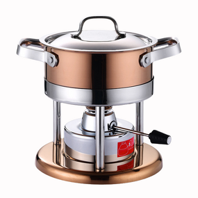 Hot Pot Manufacturer - Modern Round Rose Gold Stainless Steel Alcohol Stove 304 for Hotels