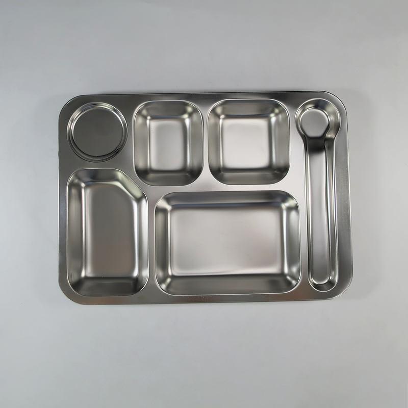 Student Snack Plates Manufacturer - Stainless Steel Plate 6/7 Compartment Dinner Tray for School Cafeteria