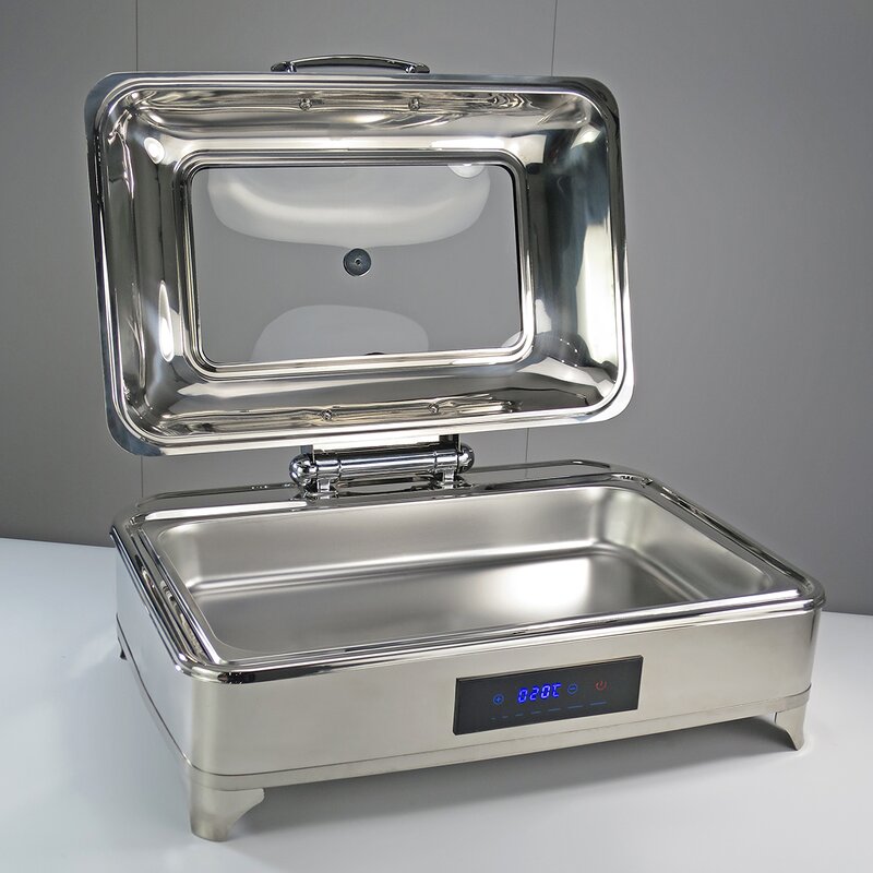 Electric Food Warmer Manufacturer - Digital Display 9 Liters Stainless Steel 201 Chafing Dish for Restaurant Deluxe