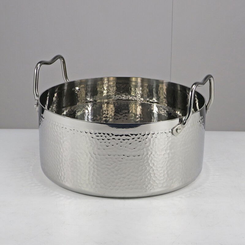 Soup Pot Manufacturer - Modern Three-Ply Steel High Body Luxury Golden Hammered 304 Stainless Steel Non-Stick Induction