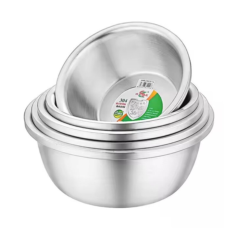 Stainless Steel Basin Manufacturer - 304 Extra Thick Sanded Solid Durable Multi-Purpose Tableware Bowl