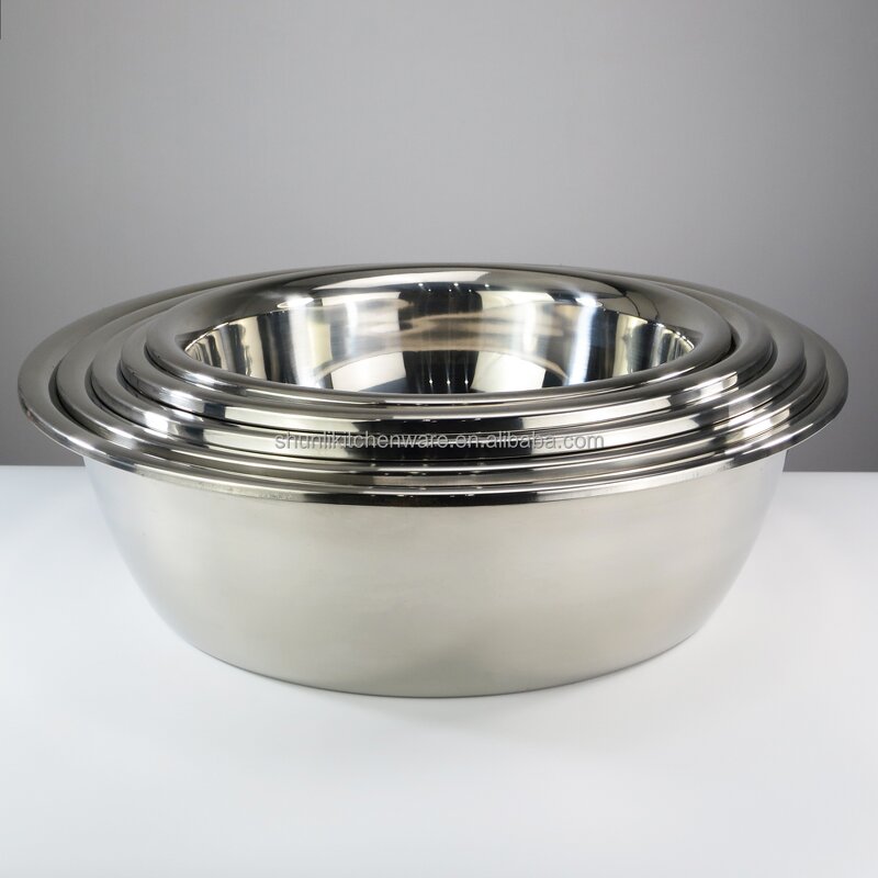 Vegetables Wash Basin Manufacturer - 1.5# Thickened Factory Direct Sale 45-80cm Stainless Steel Metal Soup Basin