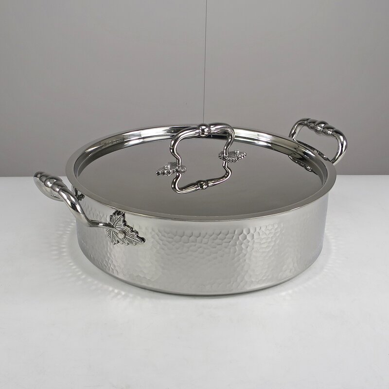 Induction Cooker Manufacturer - Commercial Silver 304 Stainless Steel with Right Angle Body Hammer Pattern Non-stick Pot