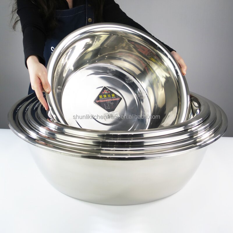 Vegetables Wash Basin Manufacturer - 1.5# Thickened Factory Direct Sale 45-80cm Stainless Steel Metal Soup Basin