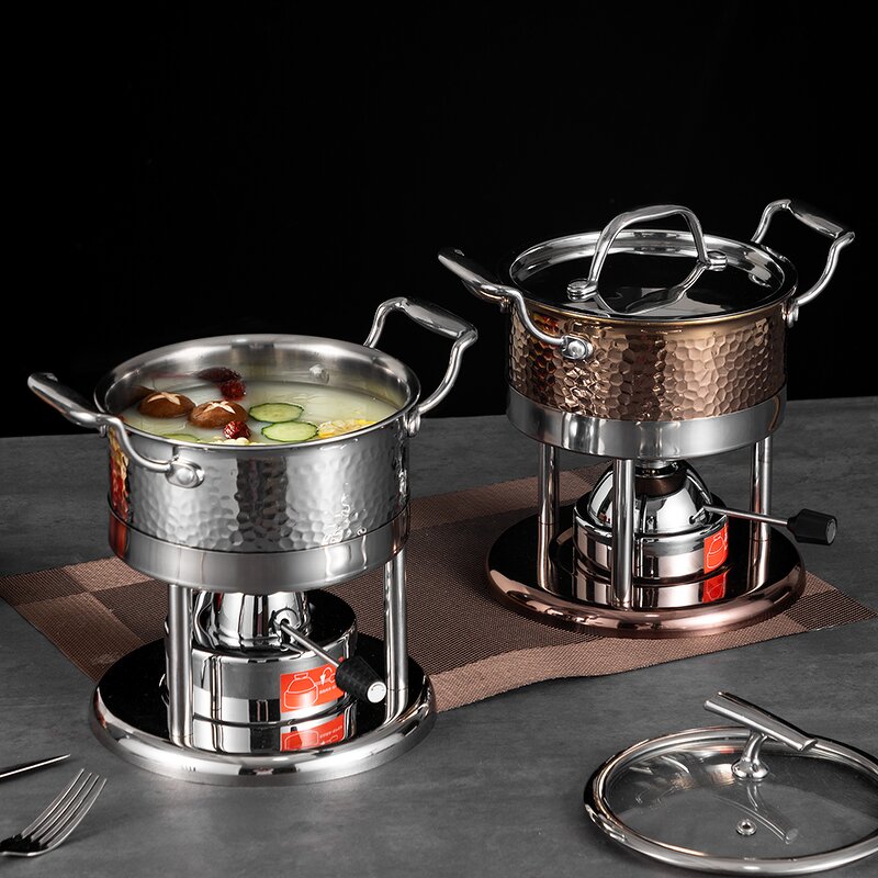 Personal Hot Pot Manufacturer - Hotel Restaurant Classic Mini Alcohol Stove Shabu-Shabu Pot Single Stainless Steel