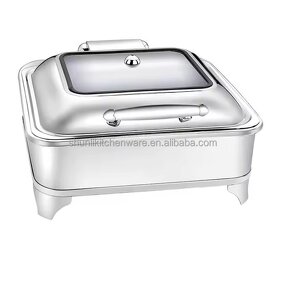 Buffet Stove Manufacturer - 6 Liters Silver Square Commercial Style Wedding Chafing Dish Stainless Steel