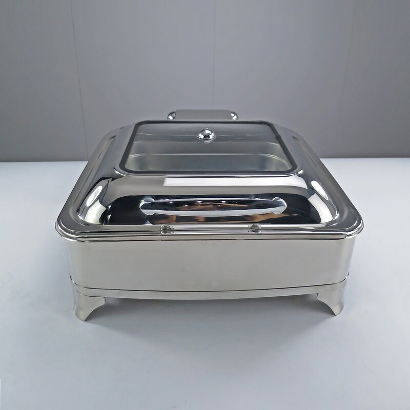 Buffet Stove Manufacturer - 6 Liters Silver Square Commercial Style Wedding Chafing Dish Stainless Steel