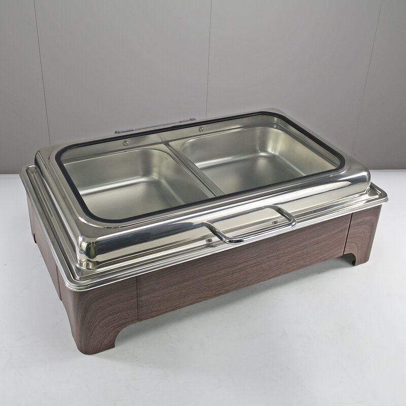 Chafing Dish Manufacturer - Simple Glass Cover Stainless Steel Large Capacity Buffet Stove