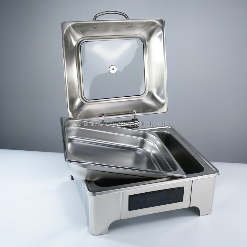 Electric Chafing Dish Manufacturer - Luxury 6L Stainless Steel Simple Square Buffet Stove for Party Hotel