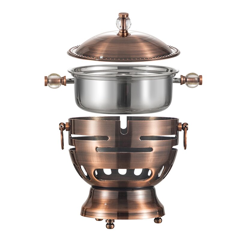 Alcohol Stove Manufacturer - Hot Sale Hotel Round Single Small Individual Stainless Steel Cooking Shabu Hot Pot Sets