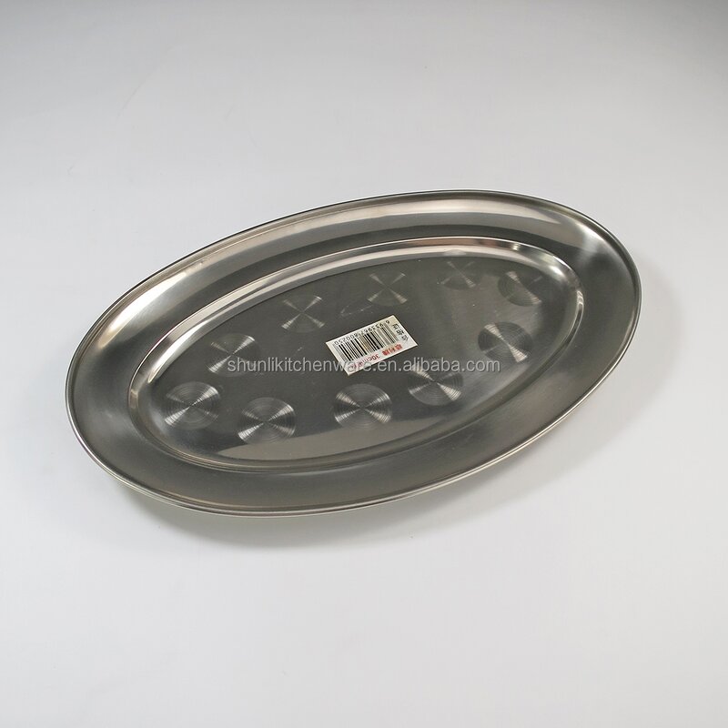 Food Serving Tray Manufacturer - Restaurant Hotel Multi-size Stainless Steel 201 Oval Dish Plate Custom Logo