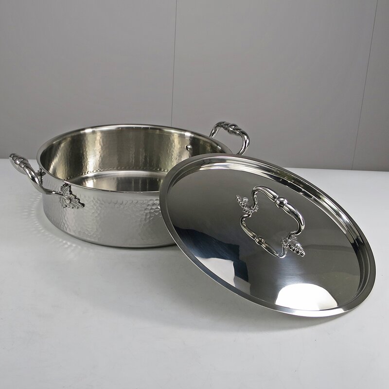 Induction Cooker Manufacturer - Commercial Silver 304 Stainless Steel with Right Angle Body Hammer Pattern Non-stick Pot