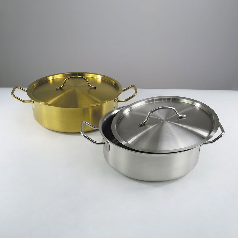 Stockpot Cooking Pot Manufacturer - Commercial Stainless Steel Open Fire Casserole Hotel Hot Pot With Steel Lid Non-stick