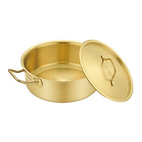 Cooking Pot Manufacturer - Commercial Big Luxury Golden 201 Stainless Steel Hot Pot Large Capacity with Steel Lid