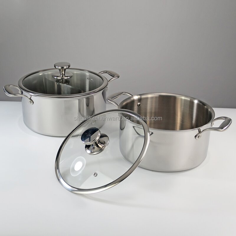 Cooking Pot Manufacturer - Food Grade 304 Stainless Steel Deepening Stockpot Commercial Silver Hot Pot Large Capacity
