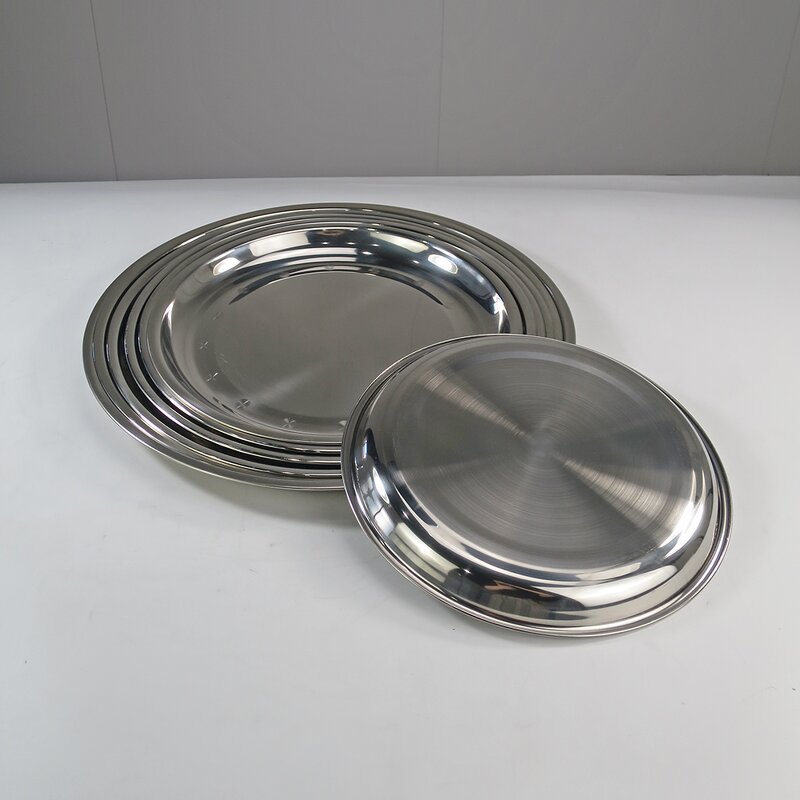 Serving Plate Tray Manufacturer - Multiple Size Round Stainless Steel for Buffet Home Serving Fruit Dinner Plate