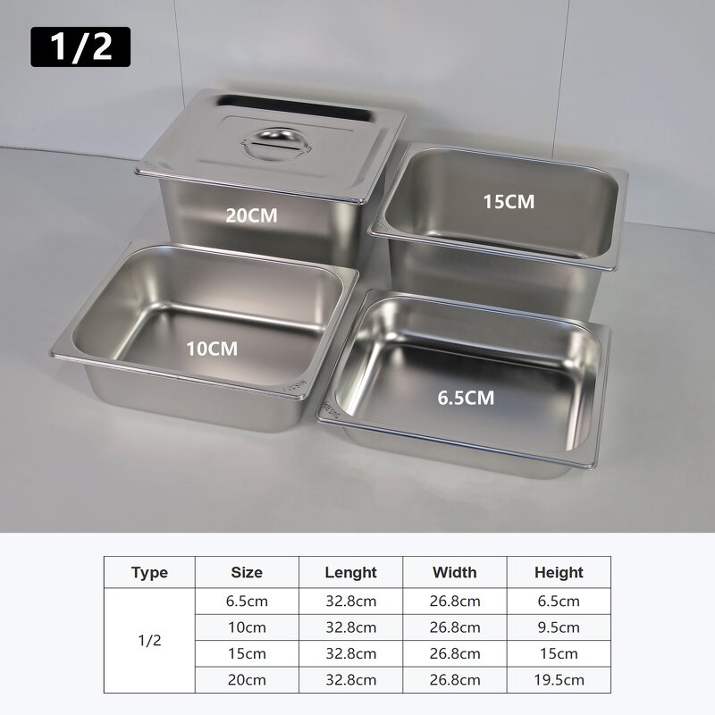 GN Pan Manufacturer - 304 Stainless Steel 1/2 GN Food Pan for Hotel & Restaurant