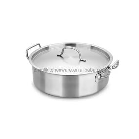 Stockpot Cooking Pot Manufacturer - Commercial Stainless Steel Open Fire Casserole Hotel Hot Pot With Steel Lid Non-stick