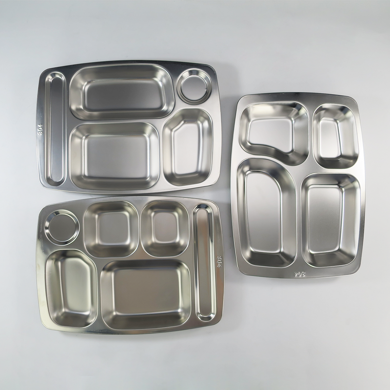 Fast Food Tray Manufacturer - Restaurant Hotel Divider Stainless Steel 3/4/5 Compartment School Cafeteria Divided Dinner Plate