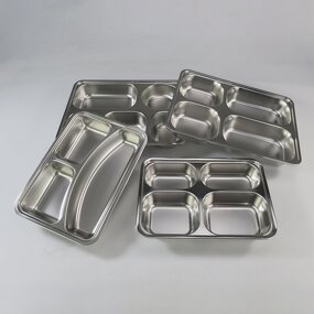 School Lunch Box Manufacturer - Restaurant Canteen Stainless Steel with Lid Food Grade Fast Food Tray 3/4/5 Compartments