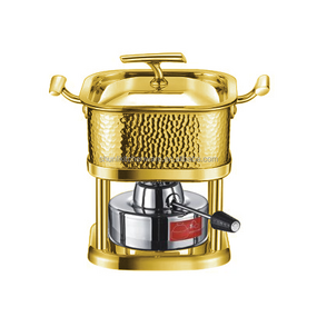 Fondue Pot Manufacturer - Luxury Three-ply Golden Square Mini Fondue 304 Stainless Steel Premium Gas Heated