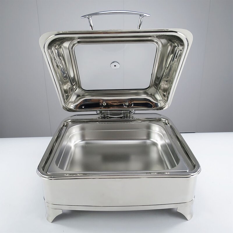 Buffet Stove Manufacturer - 6 Liters Silver Square Commercial Style Wedding Chafing Dish Stainless Steel