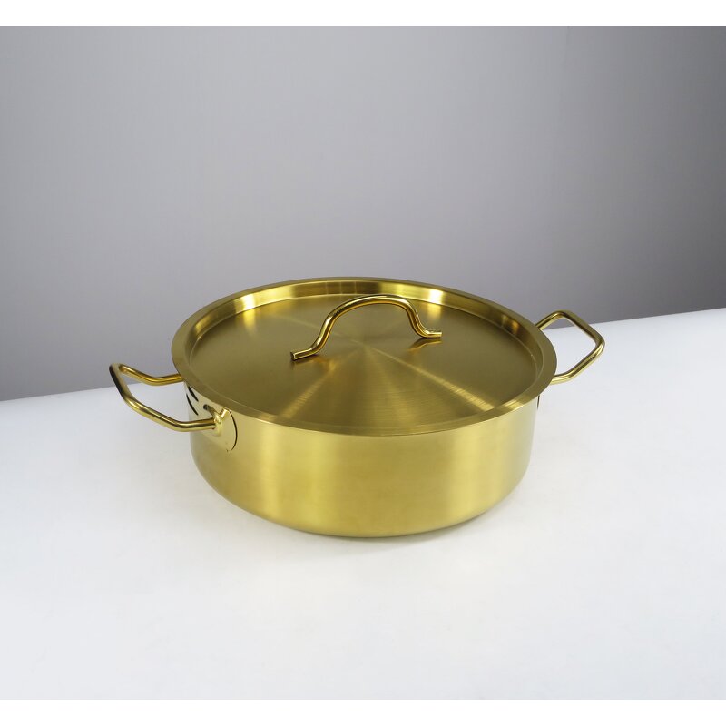 Cooking Pot Manufacturer - Commercial Big Luxury Golden 201 Stainless Steel Hot Pot Large Capacity with Steel Lid