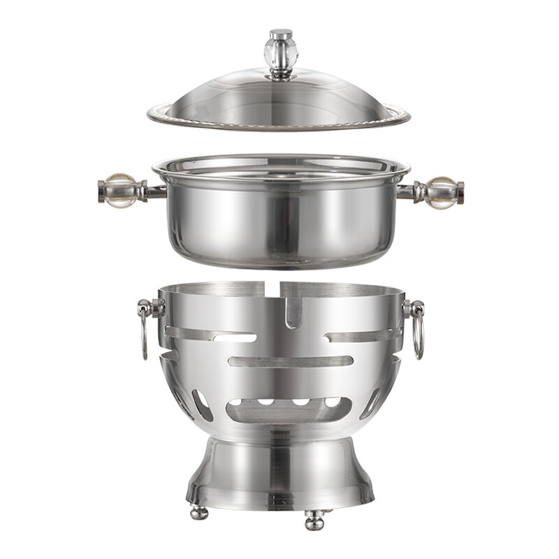Alcohol Stove Manufacturer - Hot Sale Hotel Round Single Small Individual Stainless Steel Cooking Shabu Hot Pot Sets