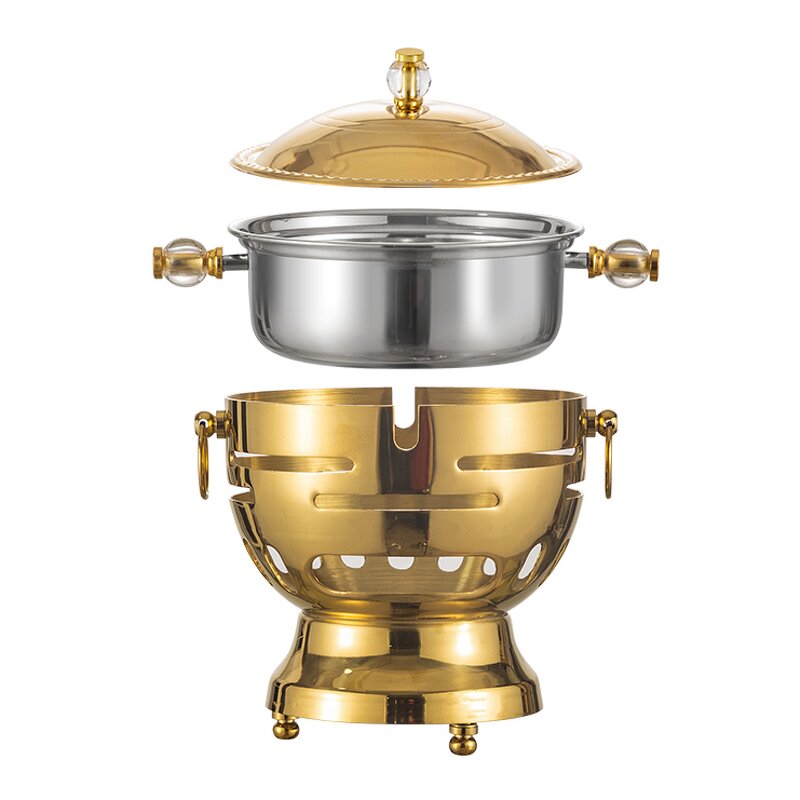 Alcohol Stove Manufacturer - Hot Sale Hotel Round Single Small Individual Stainless Steel Cooking Shabu Hot Pot Sets