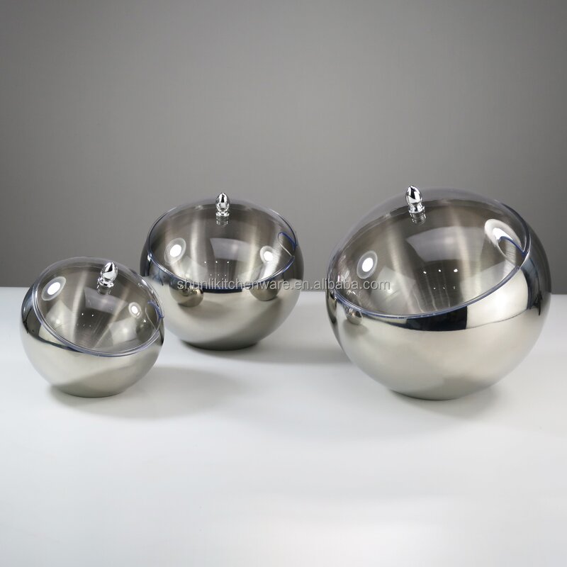 Sauce Bowls Manufacturer - Buffet Catering Stainless Steel Multifunction Serving Bowl with Lid Fruit Salad Spherical