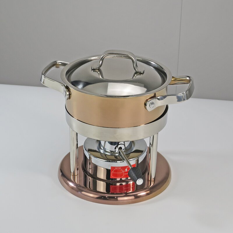 Hot Pot Manufacturer - Modern Round Rose Gold Stainless Steel Alcohol Stove 304 for Hotels